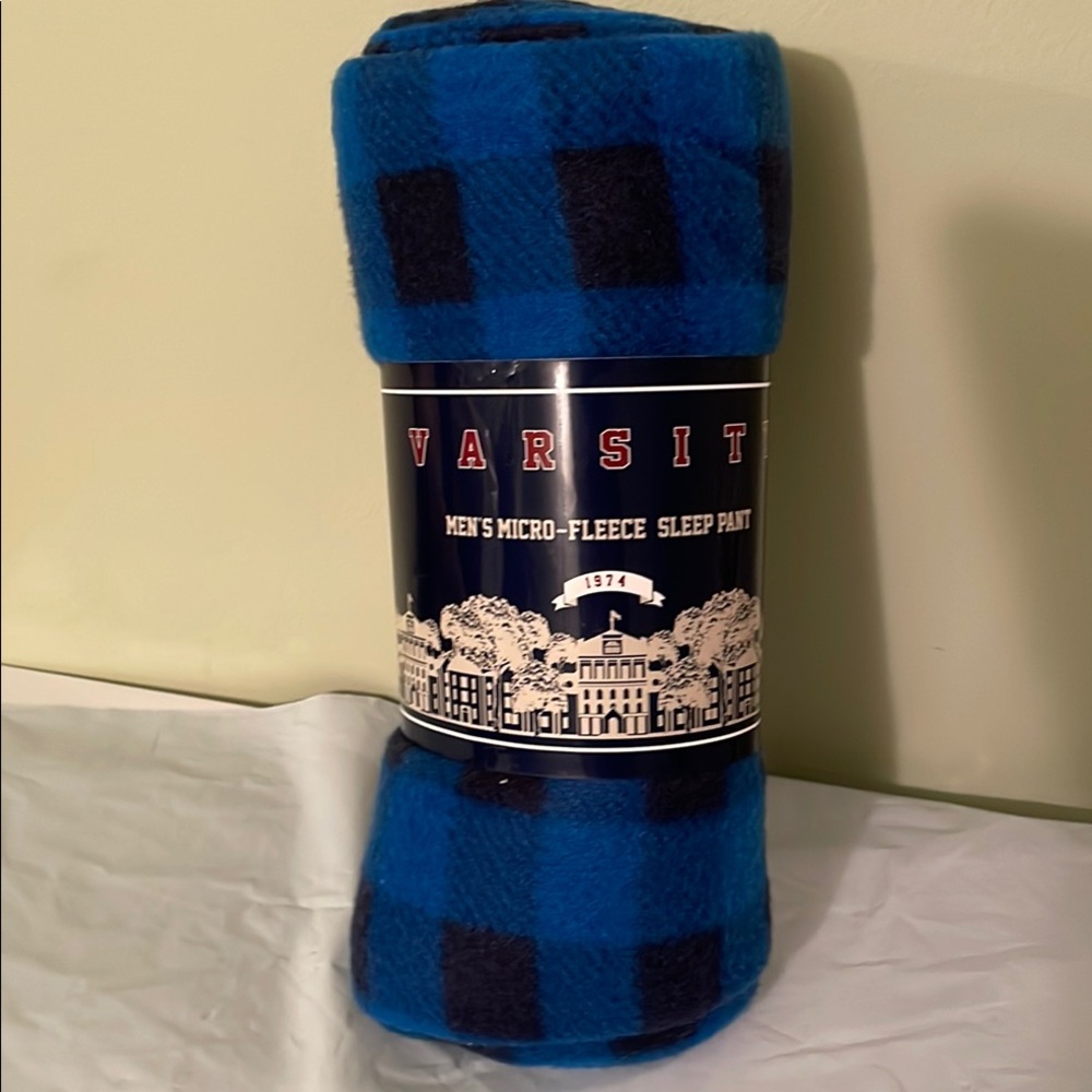 Varsity Blue and Black Micro-Fleece Sleep Pants for men.